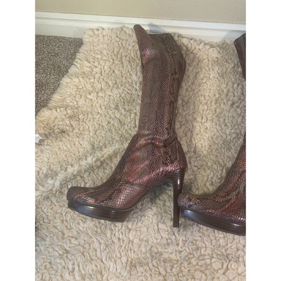CARLOS Santana Challenge snakeskin Knee High Boots Size 6.5 - Picture 7 of 11
